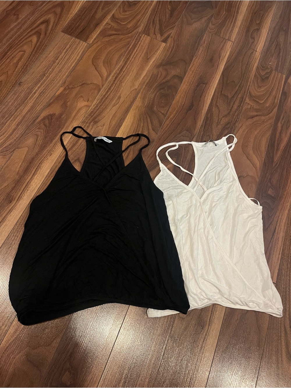 Women’s Strappy V-Neck Tank Top - Black and White Bundle